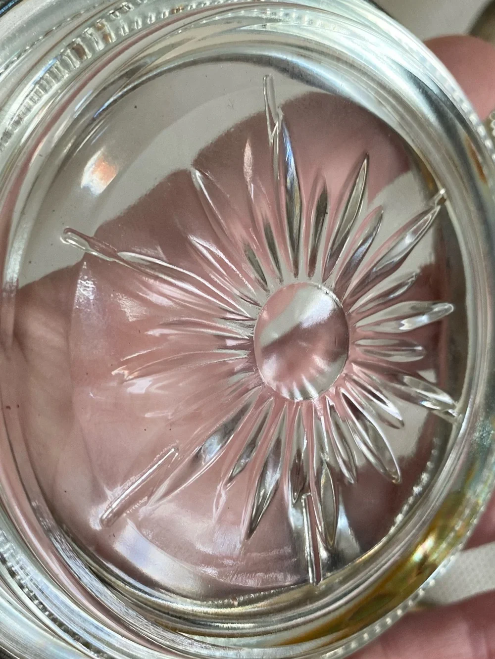 VTG Coasters Silver Plated Rim Starburst Cut Clear Glass Out Set of 4 MCM